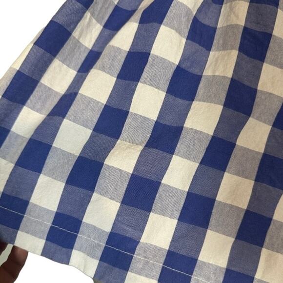 Joie Blue & White Check Plaid Cotton Blend Tie Waist Paperbag Shorts Women Sz L - Picture 3 of 8